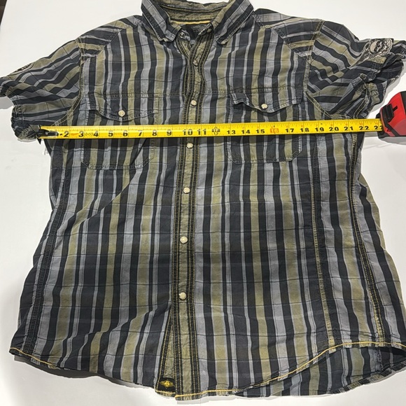 Harley-Davidson Men's Green and Gray Plaid Shirt - Picture 7 of 12